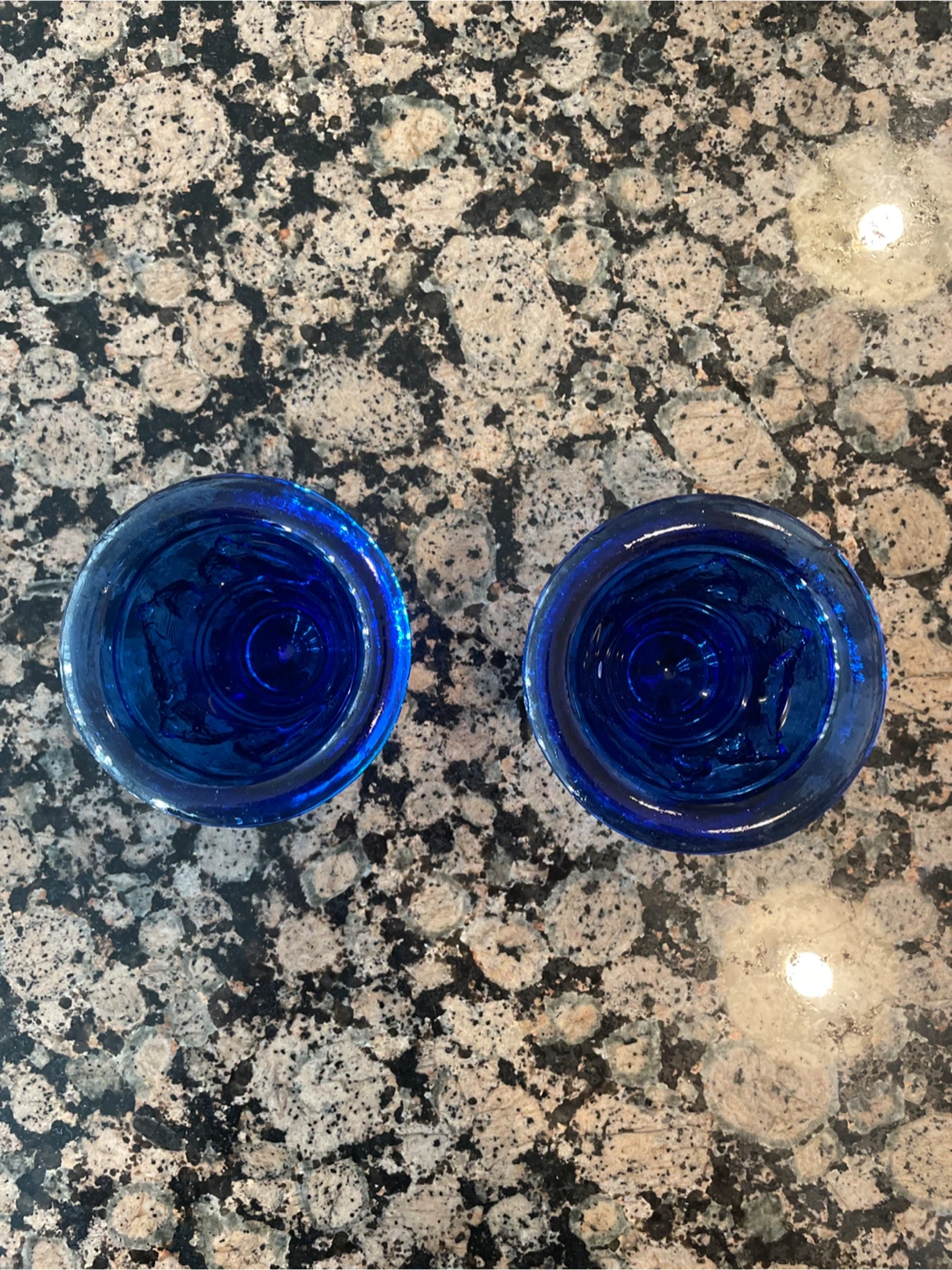 Set of 2 Blue Cobalt Glass Votive Candle Holders