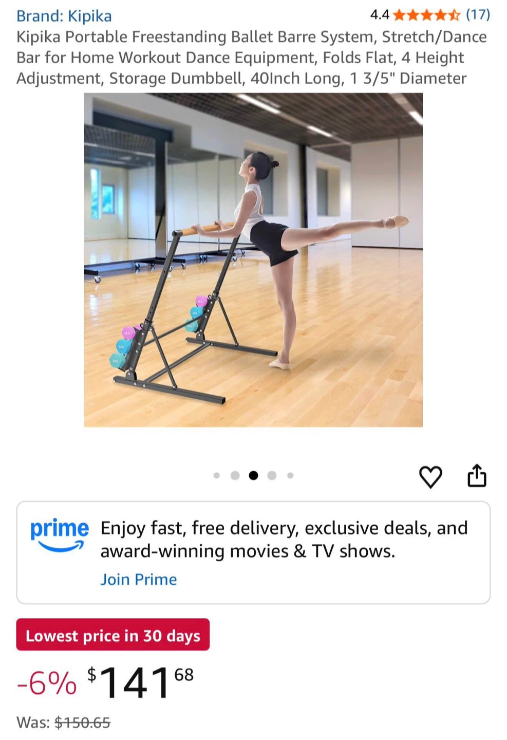 Kipika Folding Fitness Exercise Barre
