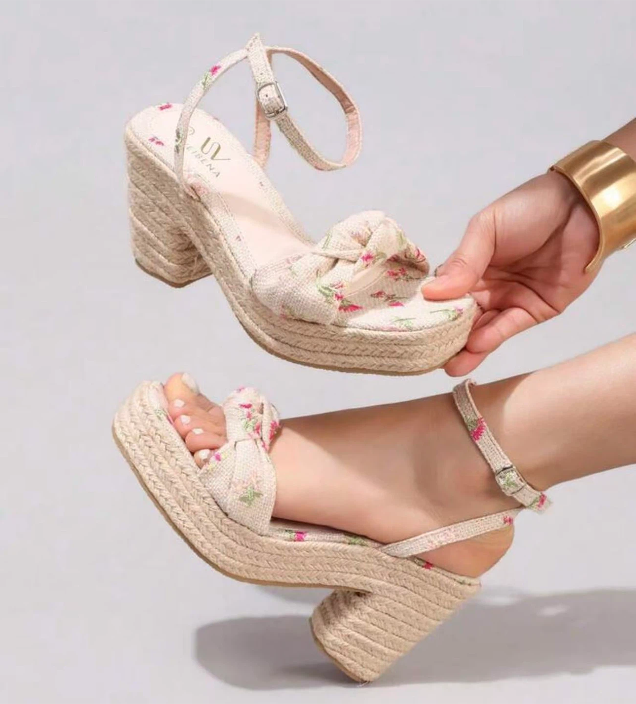 Floral Espadrille Platform Wedge Sandals - photo 4