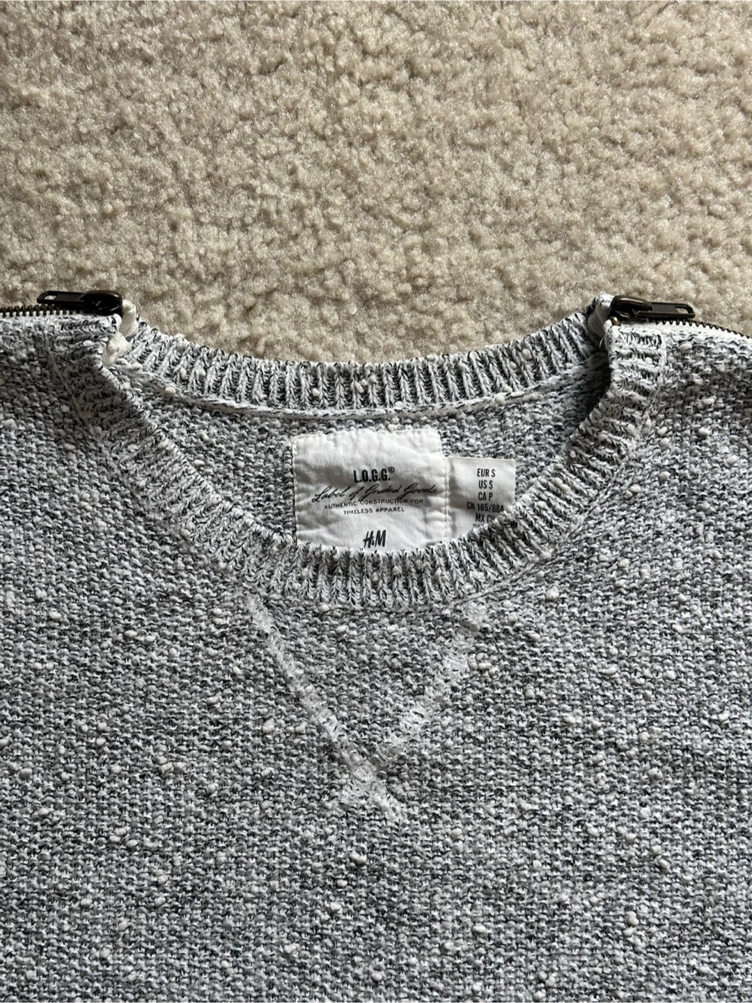 Grey Textured Crewneck Sweater 🥕 - photo 2