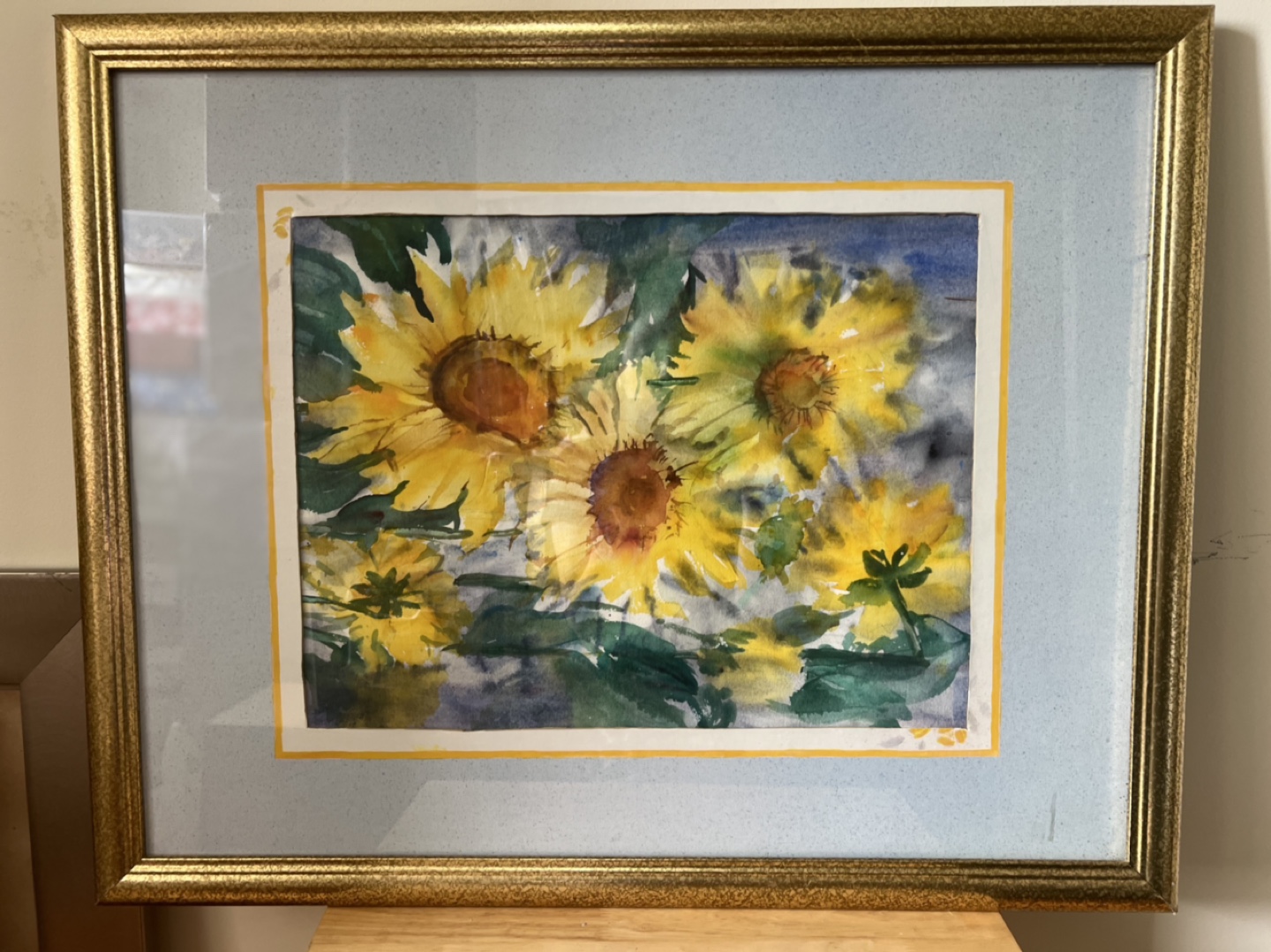 Framed Watercolour Painting of Sunflowers - 30.5” x 24.5”