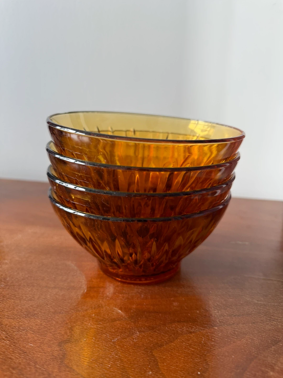 Amber Glass Bowls - Set of 4