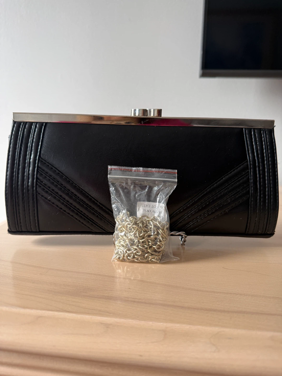 Black Clutch with Removable Chain Strap - photo 2