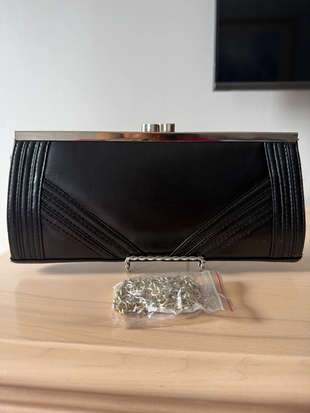 Black Clutch with Removable Chain Strap