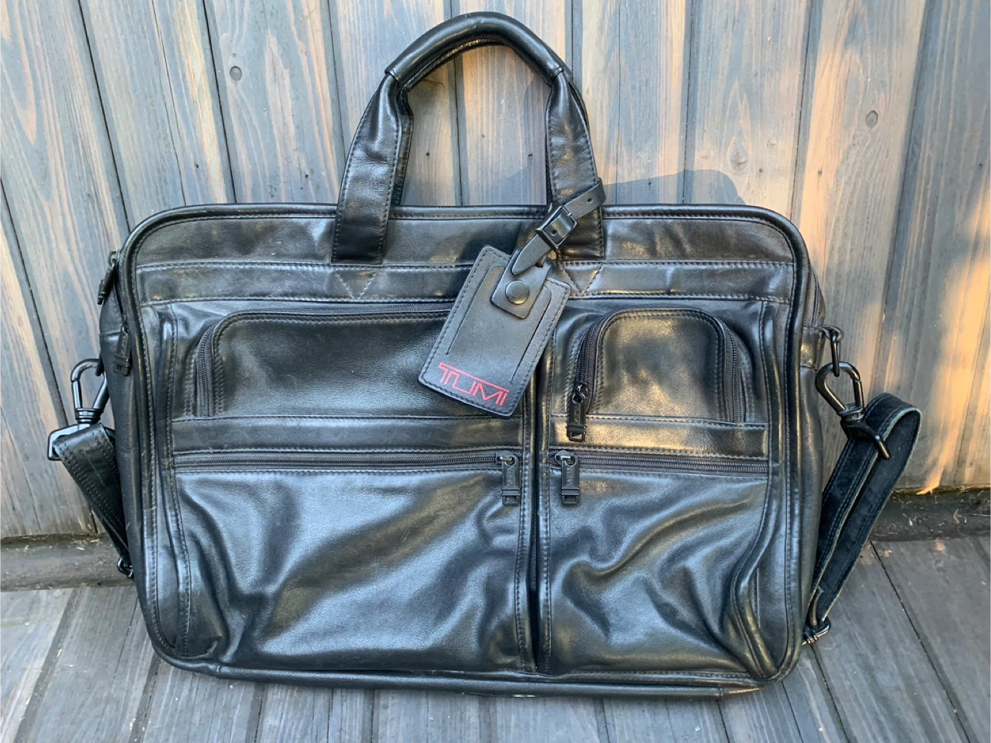 Tumi Black Leather Briefcase