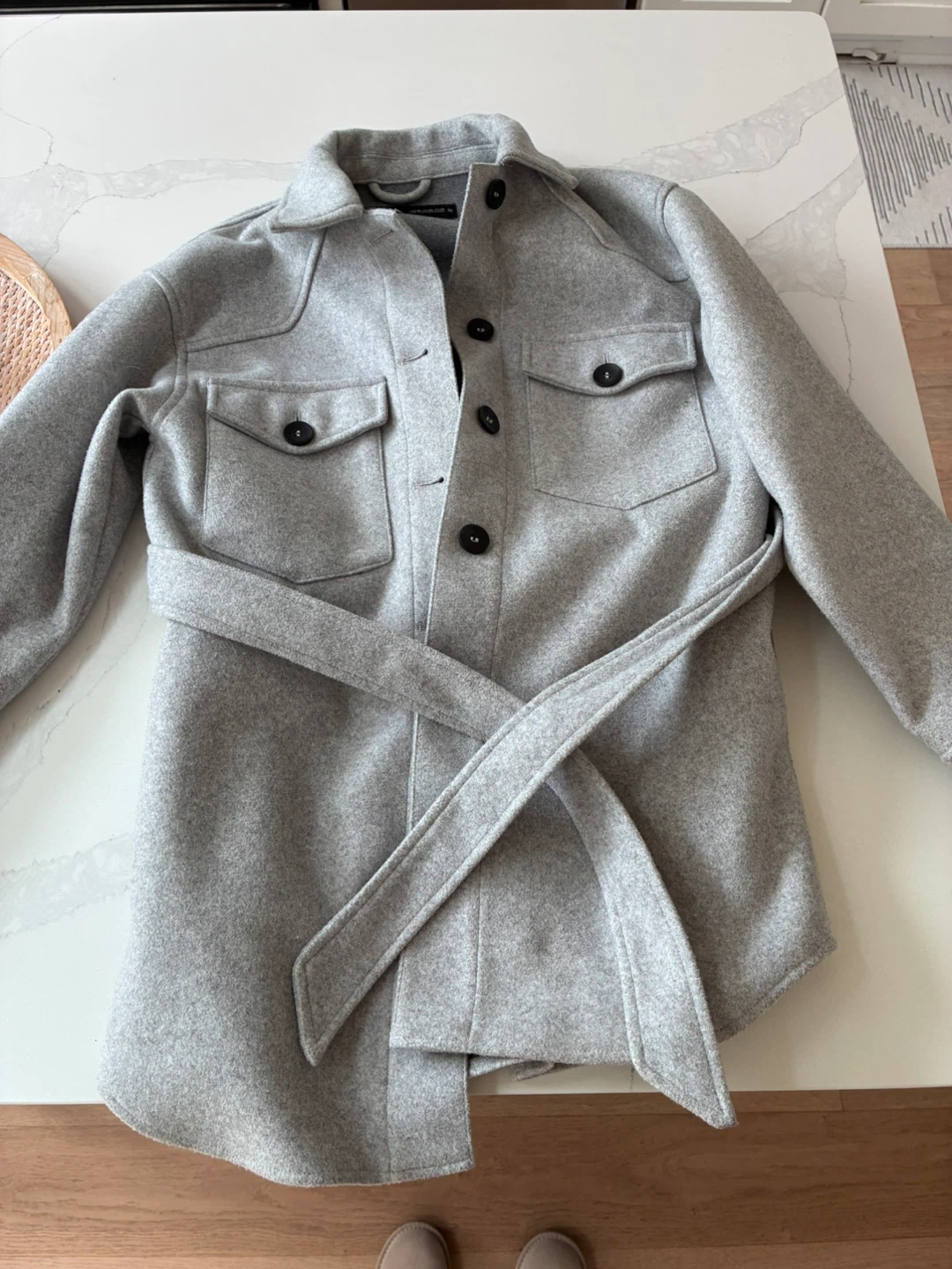 Zara Grey Wool Blend Shirt Jacket