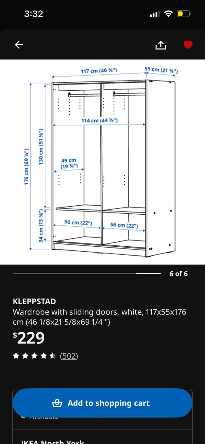 IKEA KLEPPSTAD Wardrobe with Sliding Doors - White