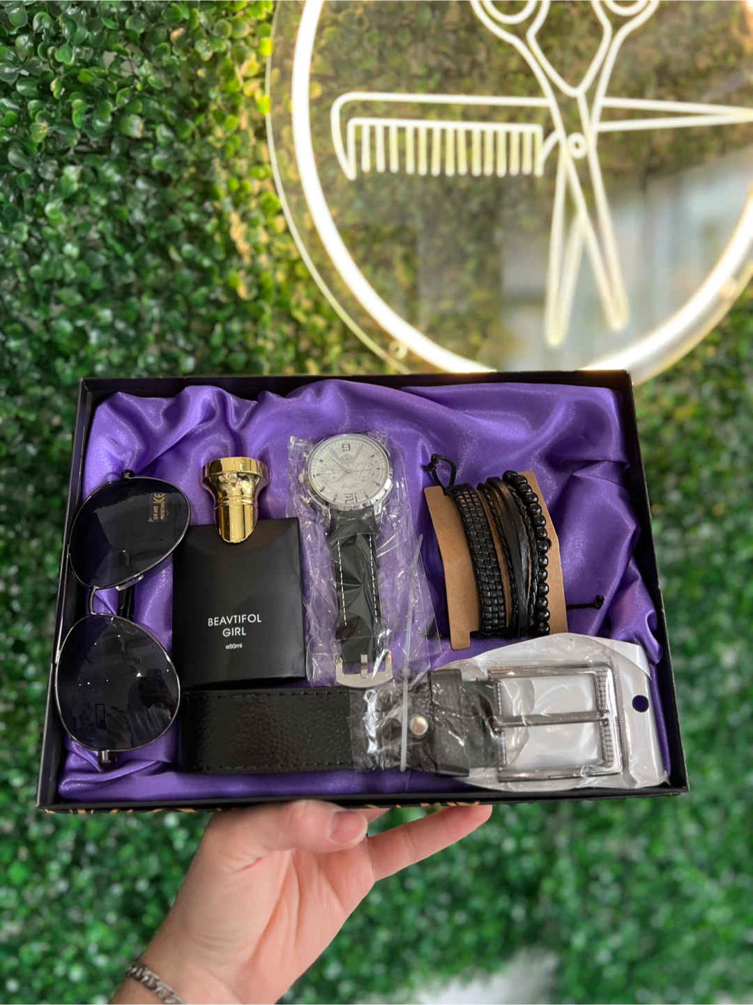 Men's Accessory Gift Set with Watch, Sunglasses, Belt, Bracelet, - photo 2