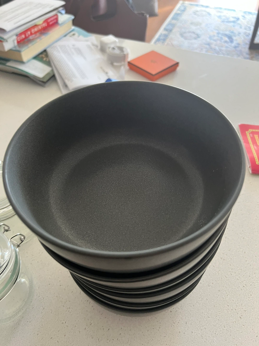 Set of 6 Dark Gray Crate and Barrel Bowls - photo 3