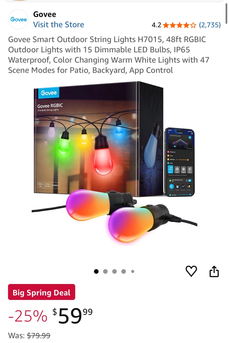 Govee H7015 Smart Outdoor String Lights 48ft - photo 3