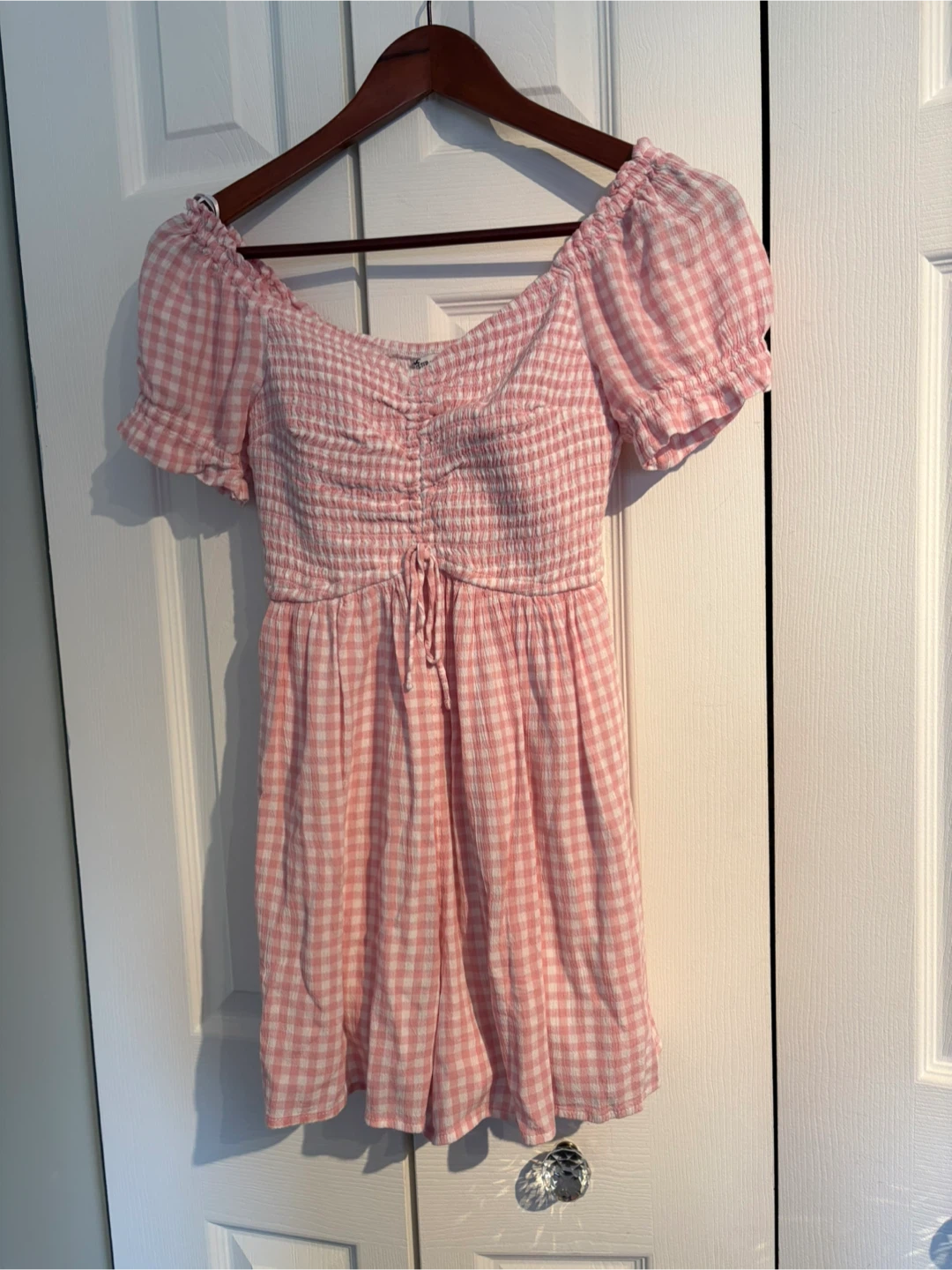 Pink Gingham Smocked Dress