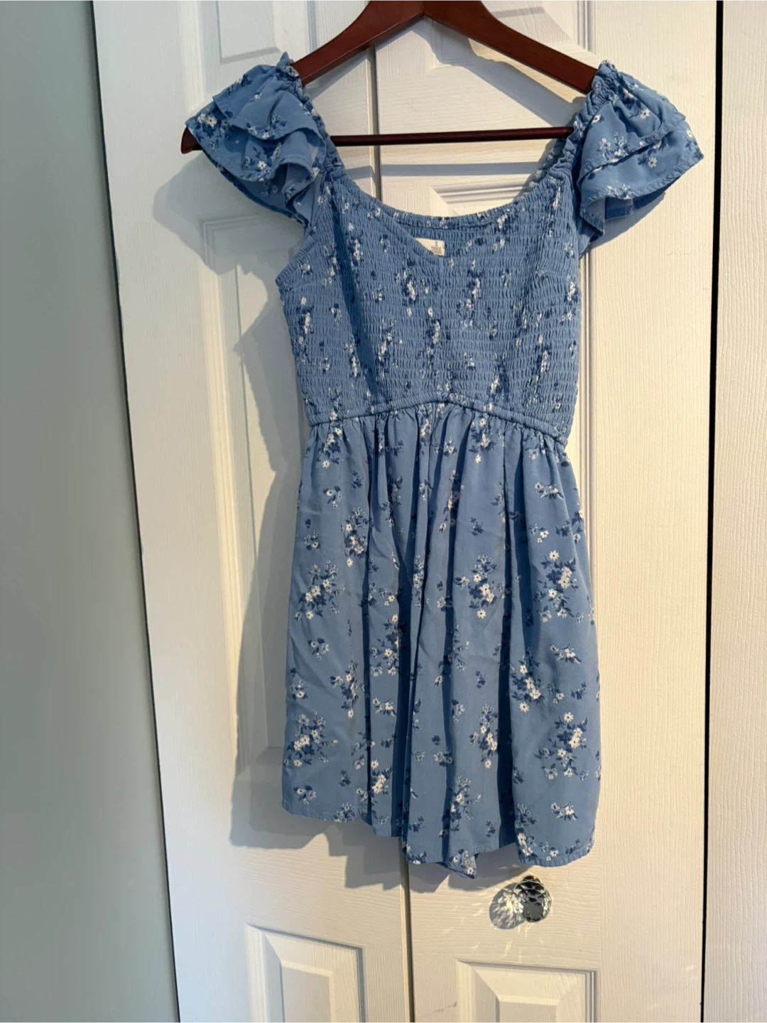 Blue Floral Smocked Dress