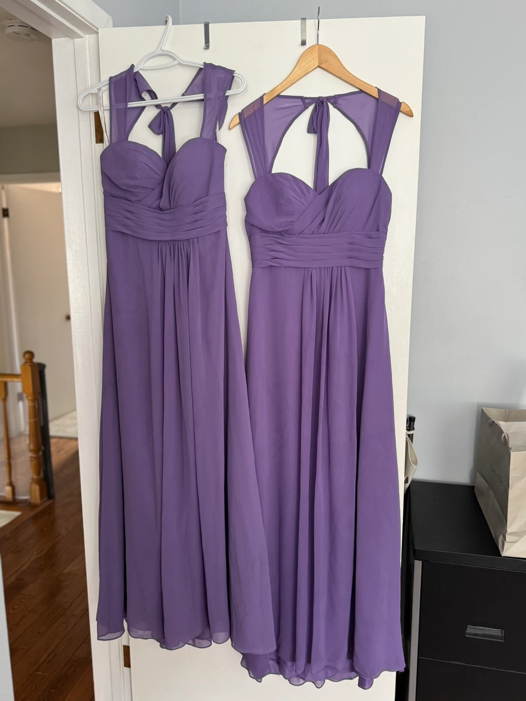Set of 2 Bill Levkoff Purple Chiffon Bridesmaid Gowns - Size 6