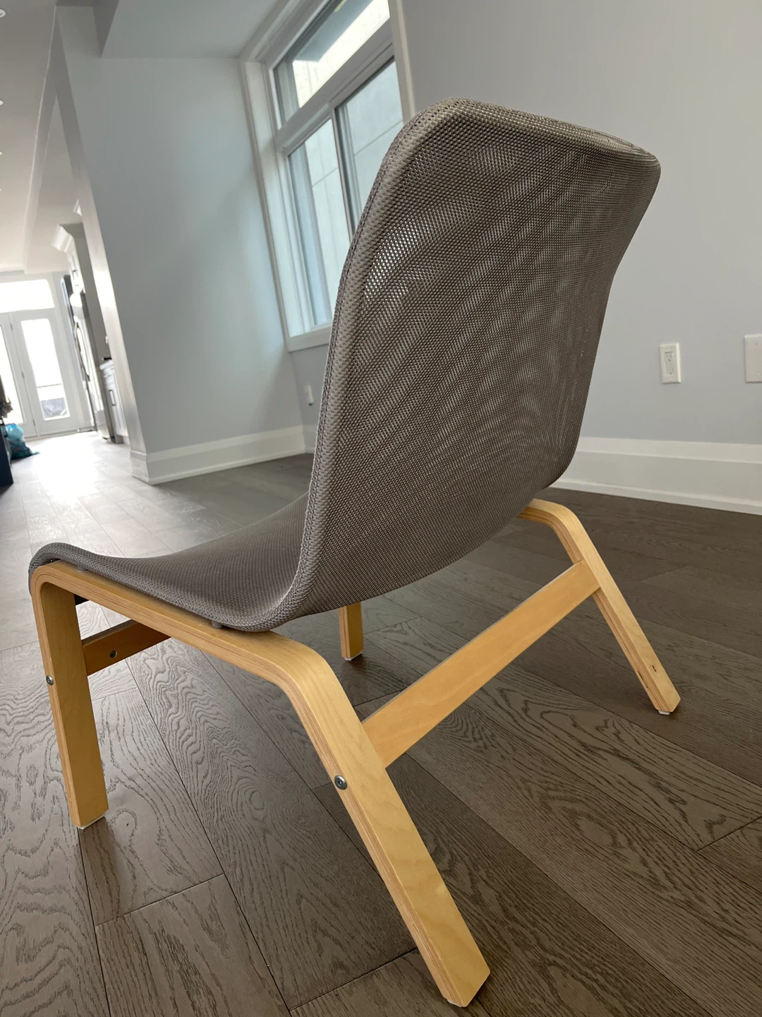 Ikea Modern Grey Mesh Chair with Wooden Frame - photo 2