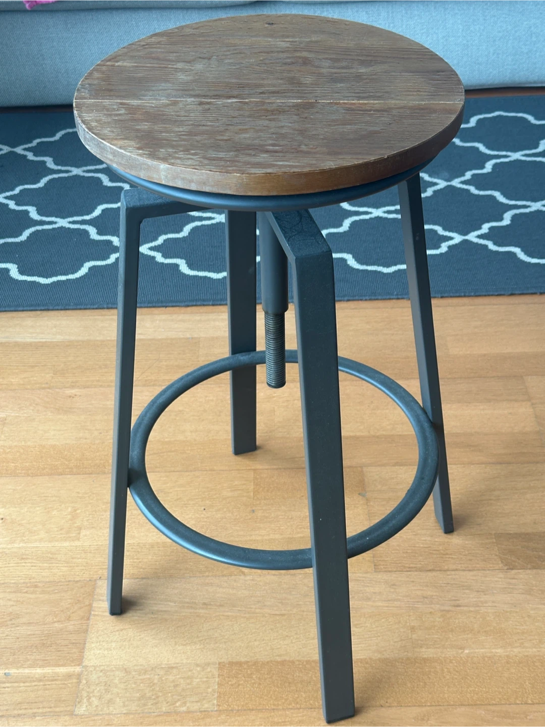 Swivel Bar Stool with Wooden Seat - photo 3