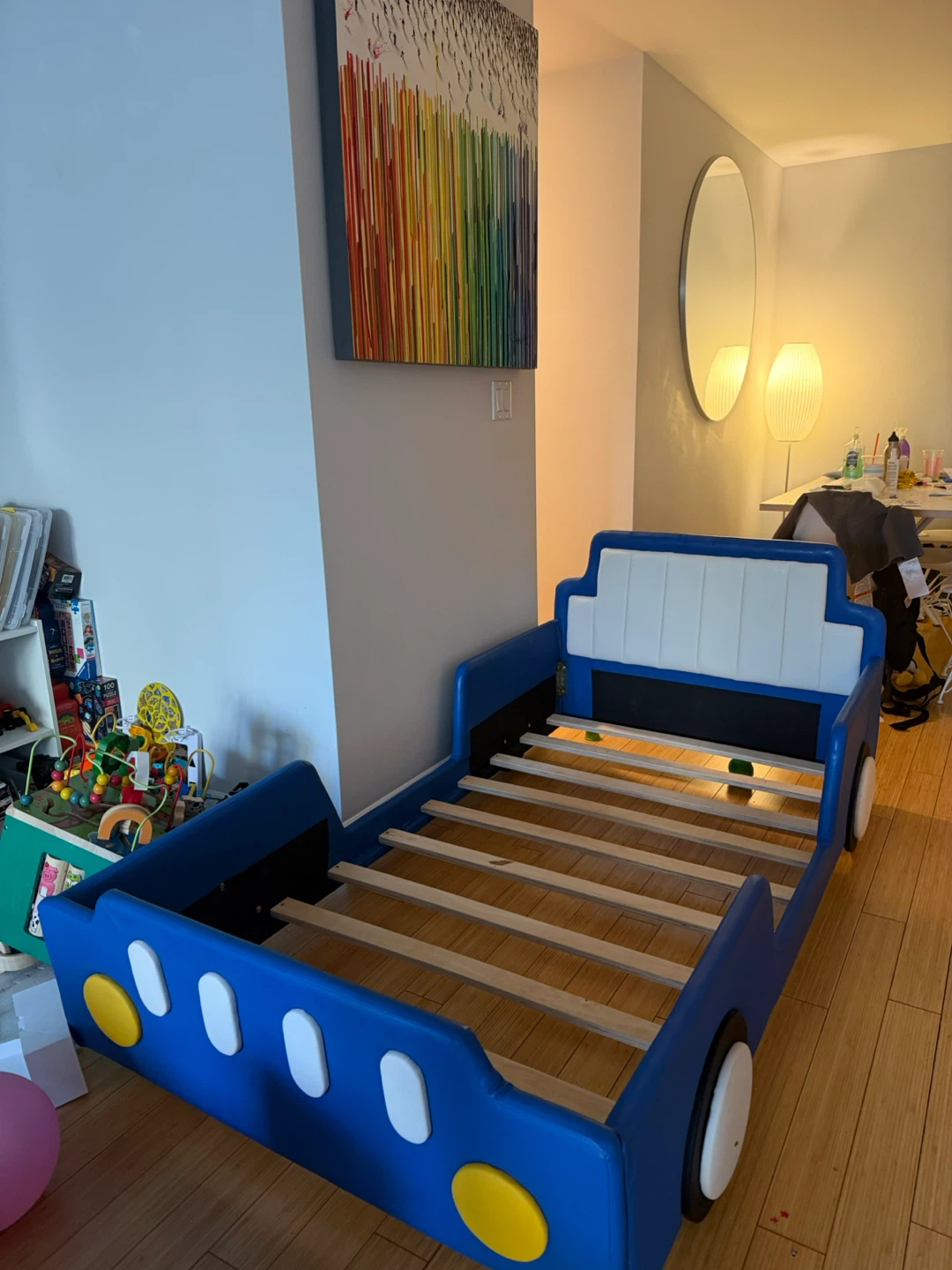 Must Sell Like New Twin Size Race Car Bed (Excludes Mattress) - photo 2