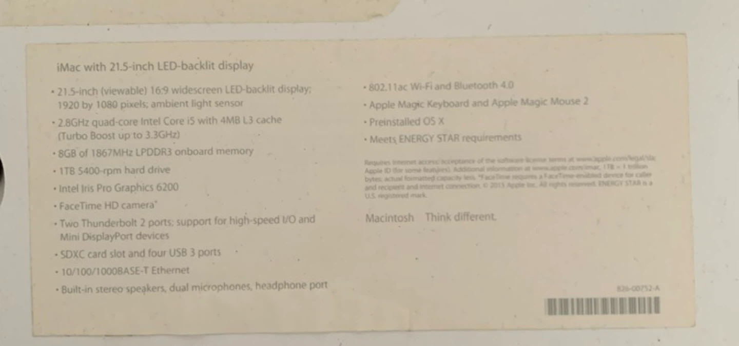 Apple iMac 21.5-inch 2015 - photo 2