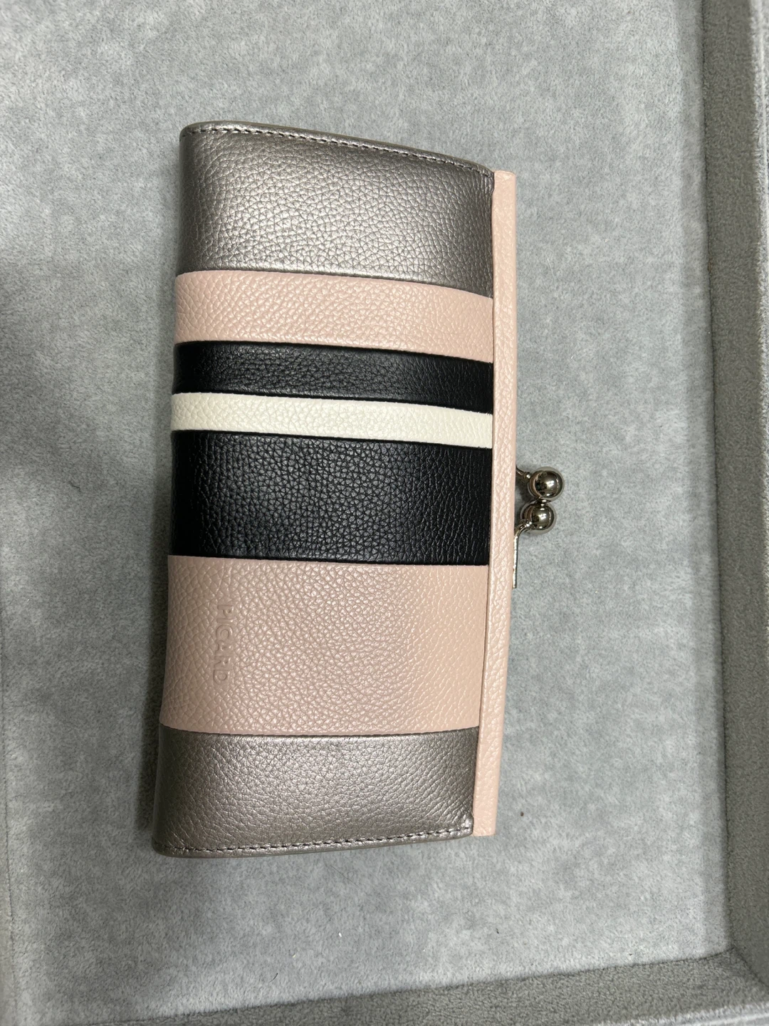 PICARD Striped Wallet - Pink, Black, White & Silver