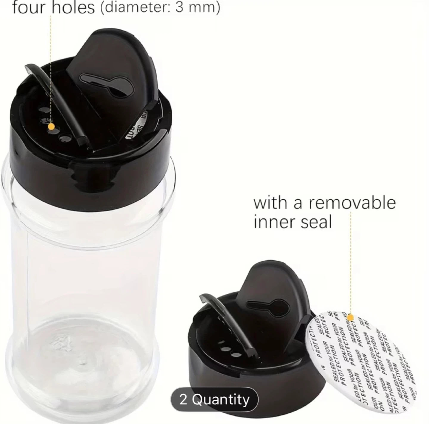 Spice Jar Set with Black Lids - 100ml Capacity - photo 3