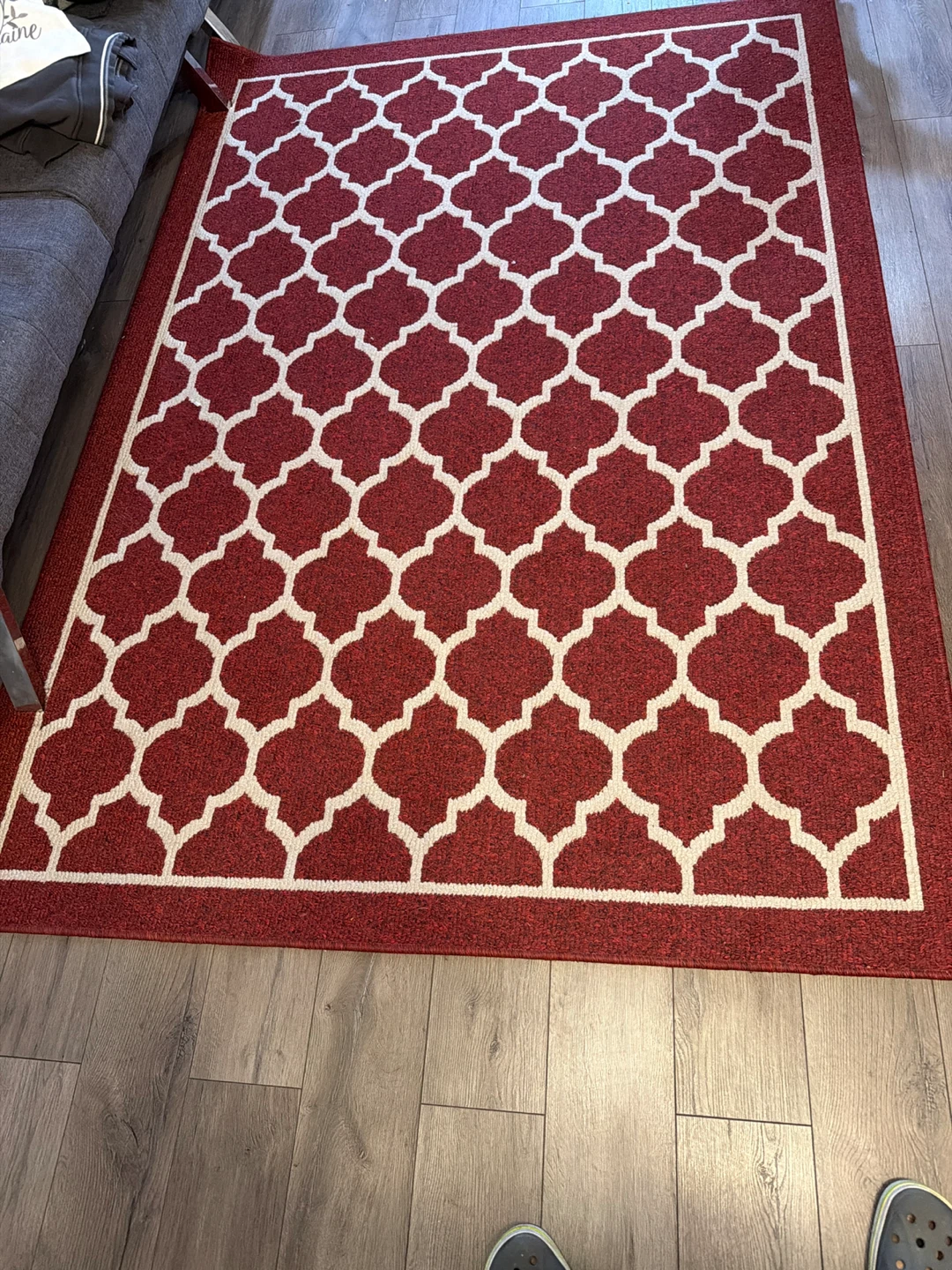 Red and White Quatrefoil Area Rug