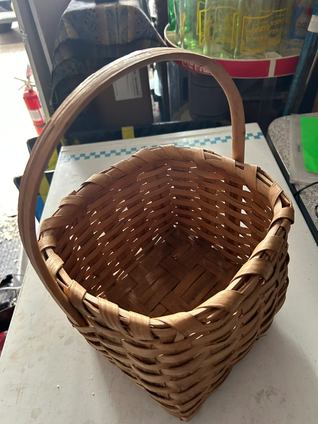 Woven Wood Basket with Handle - photo 2
