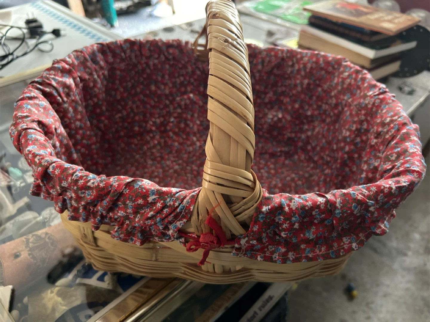 Wicker Picnic Basket with Floral Liner