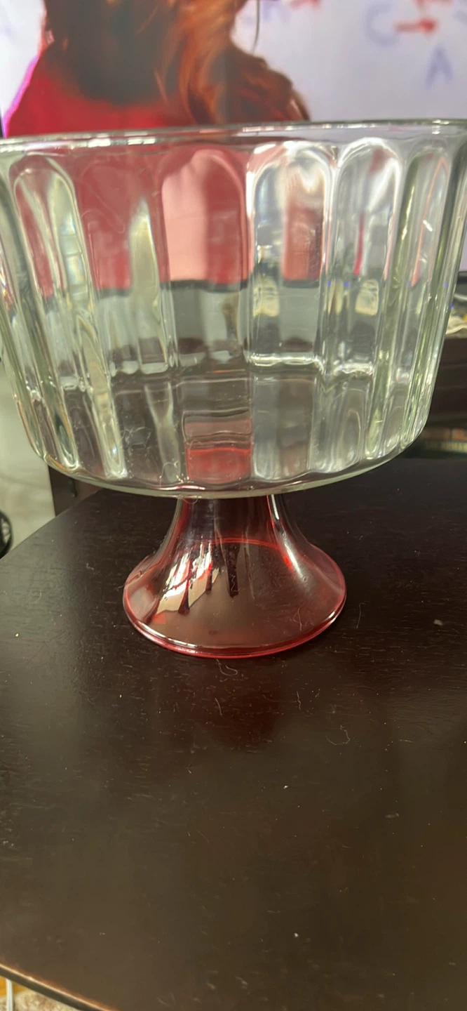 Glass Punch Bowl & Cake Platter with Red Base - photo 2