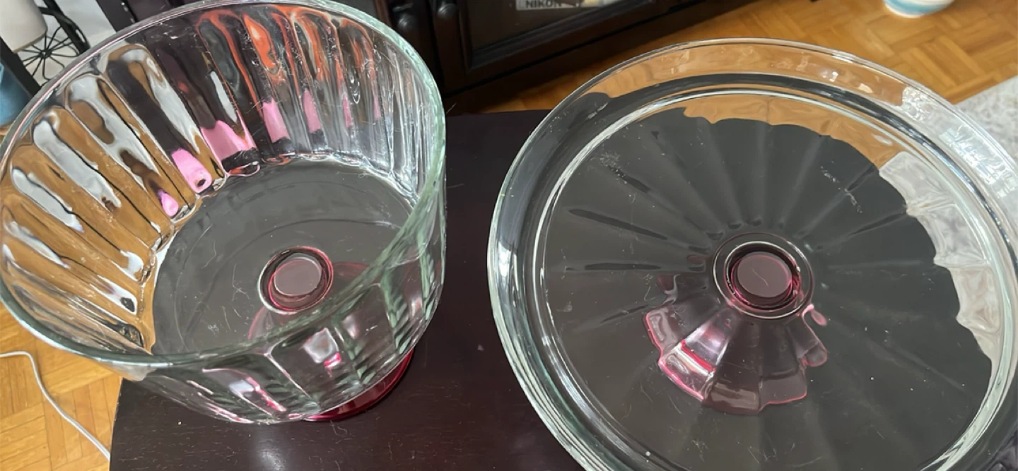 Glass Punch Bowl & Cake Platter with Red Base - photo 4