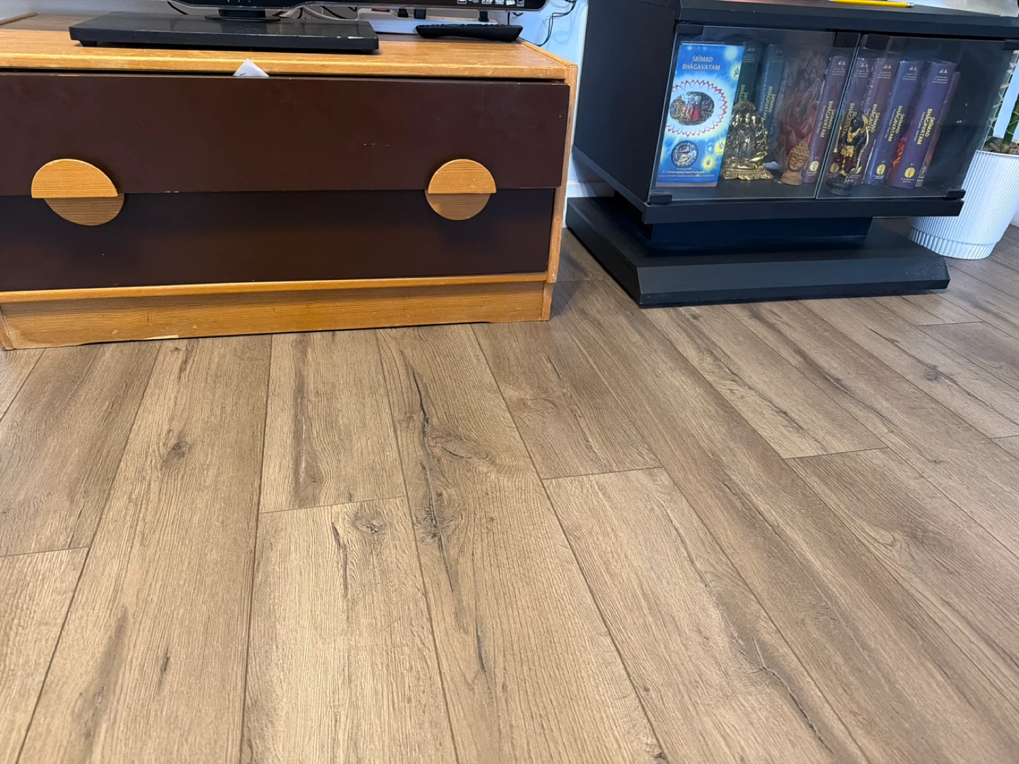 Vintage Two-Tone Wooden TV Stand with Drawer