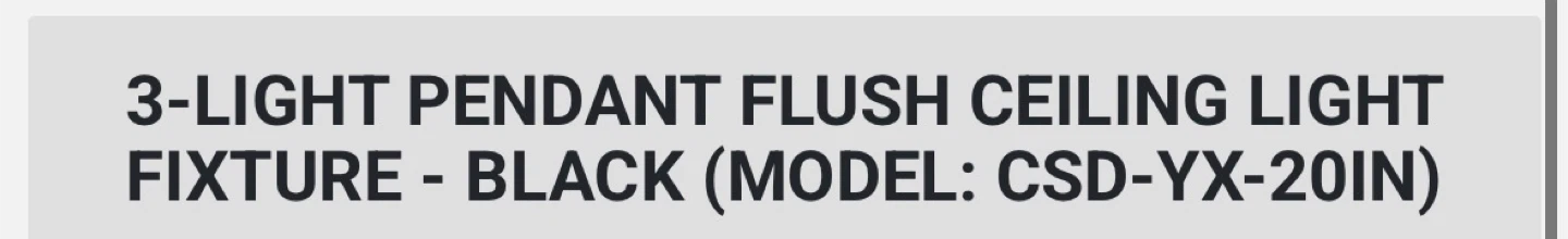 3-Light Pendant Flush Ceiling Light Fixture - Black - photo 4