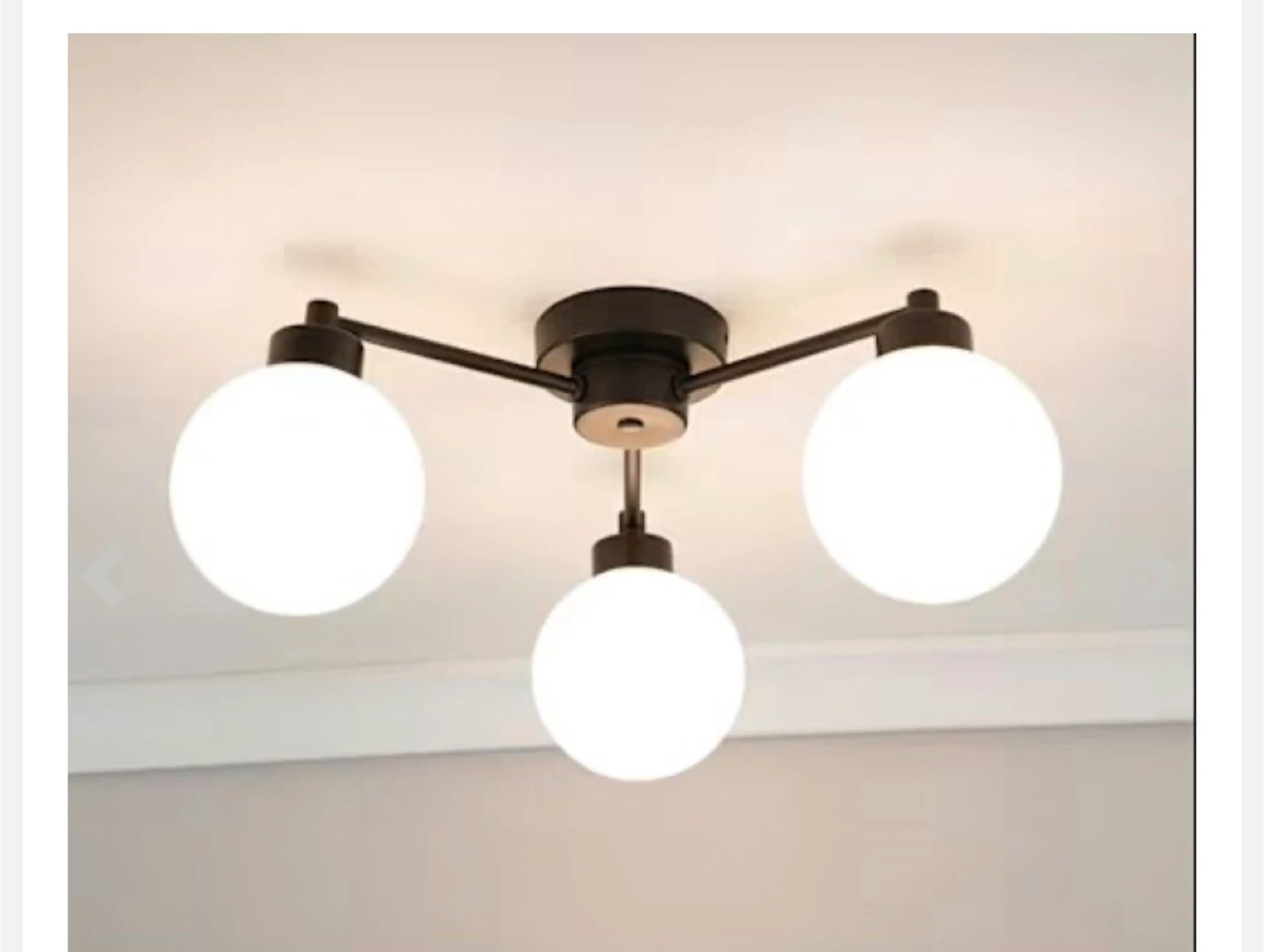 3-Light Pendant Flush Ceiling Light Fixture - Black