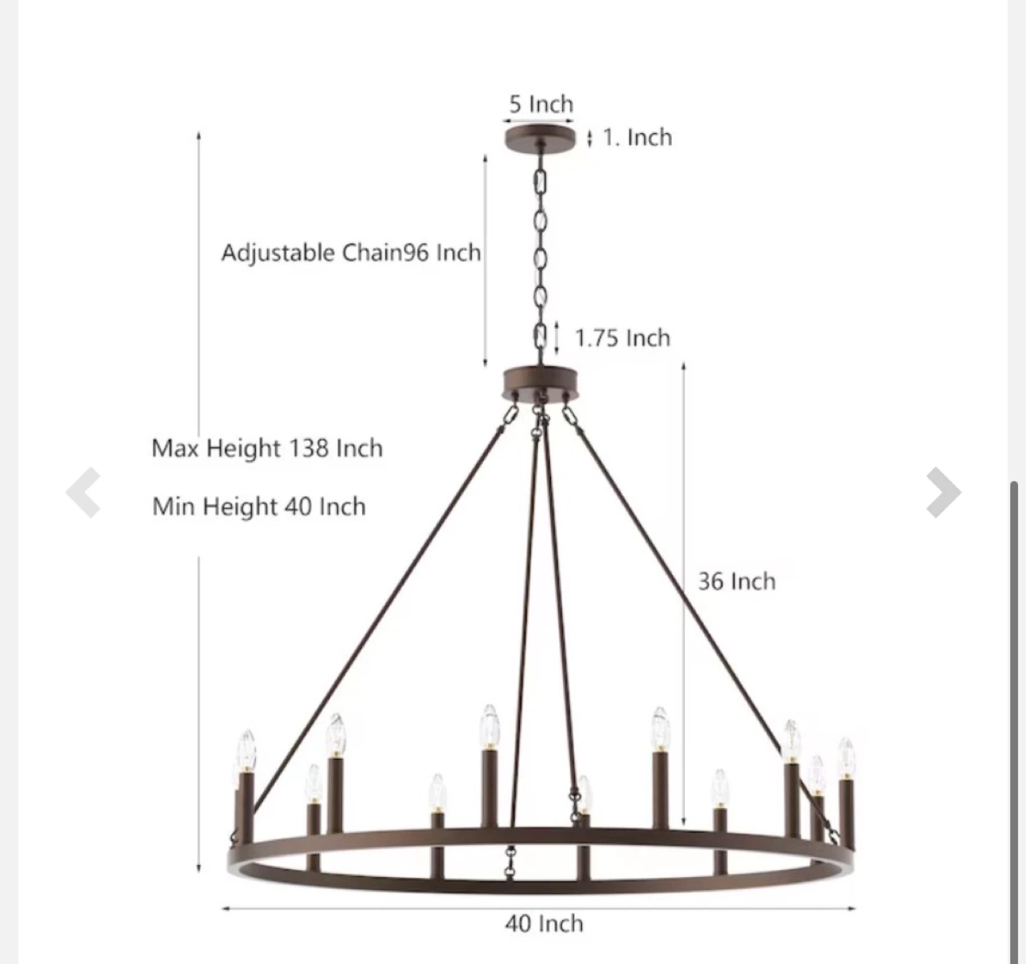 ACROMA AIME 12-Light Metal Chandelier - 40 Inch