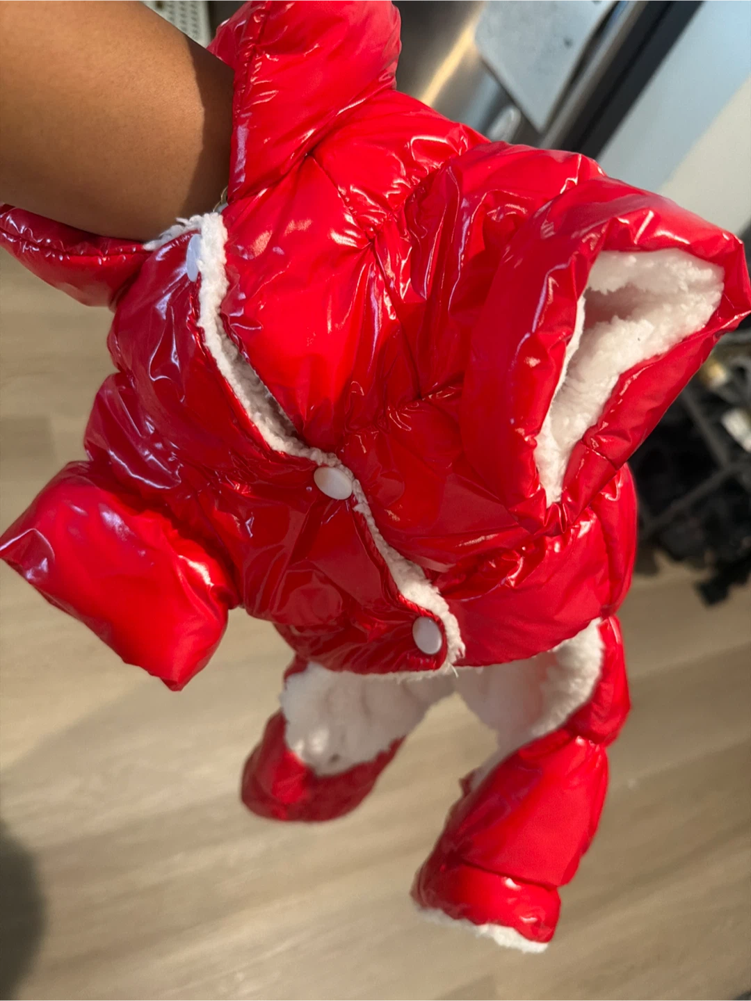 Red Shiny Puffer Dog Winter Coat