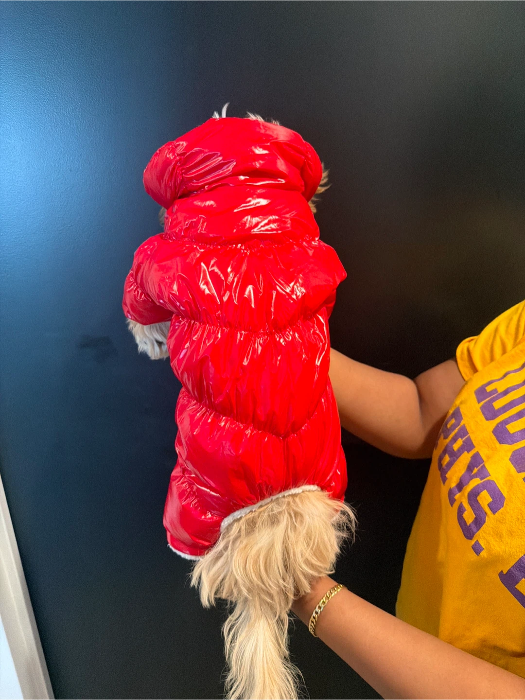 Red Shiny Puffer Dog Winter Coat - photo 5