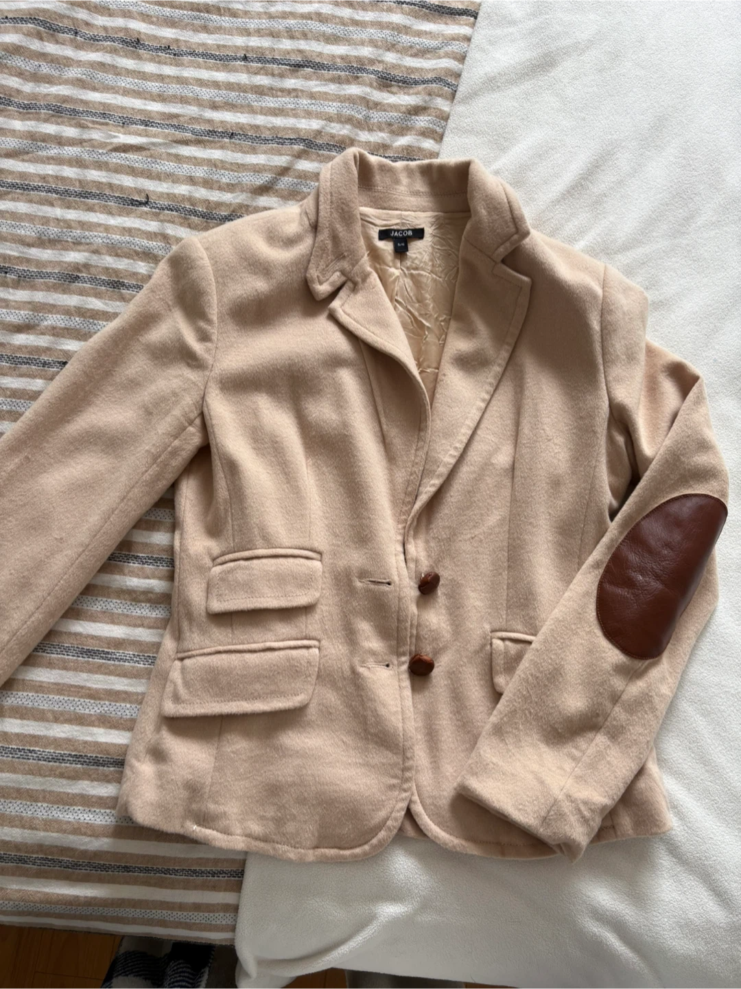 Jacob Wool & Cashmere Blazer with Leather Elbow Patches