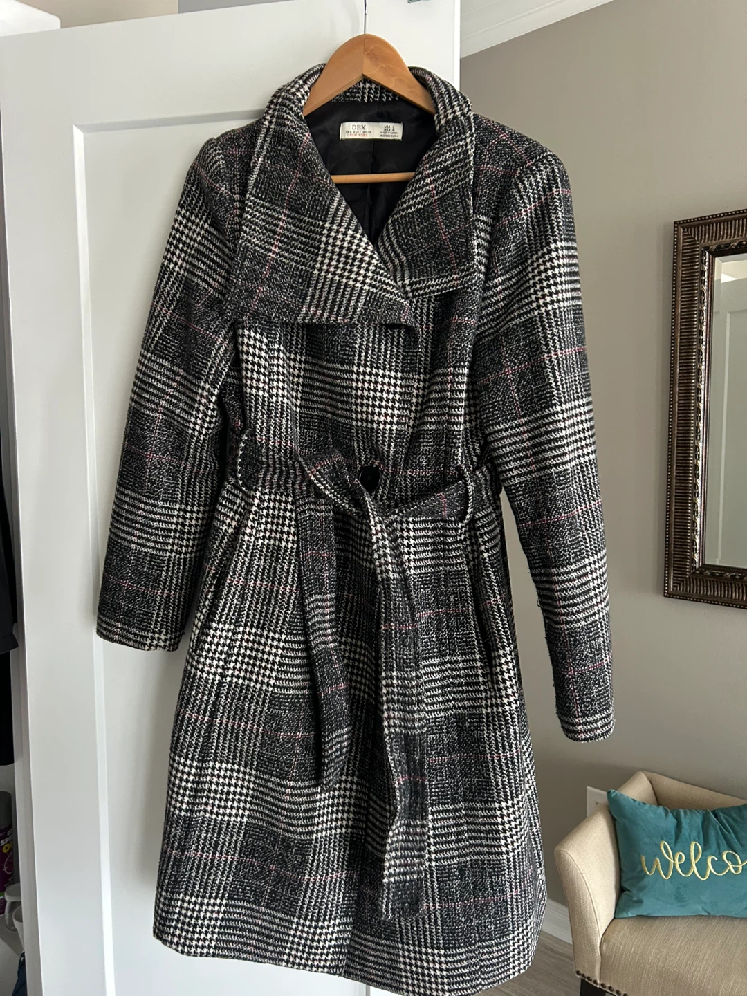 DEX The Suit Shop Plaid Belted Coat - Size L