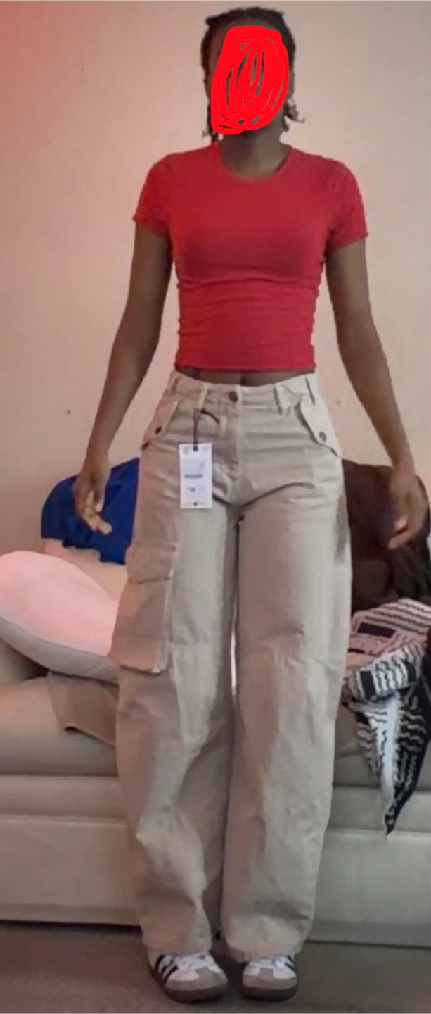 Zara ZW Collection barrel Cargo Pants Ecru Size 26 - photo 2