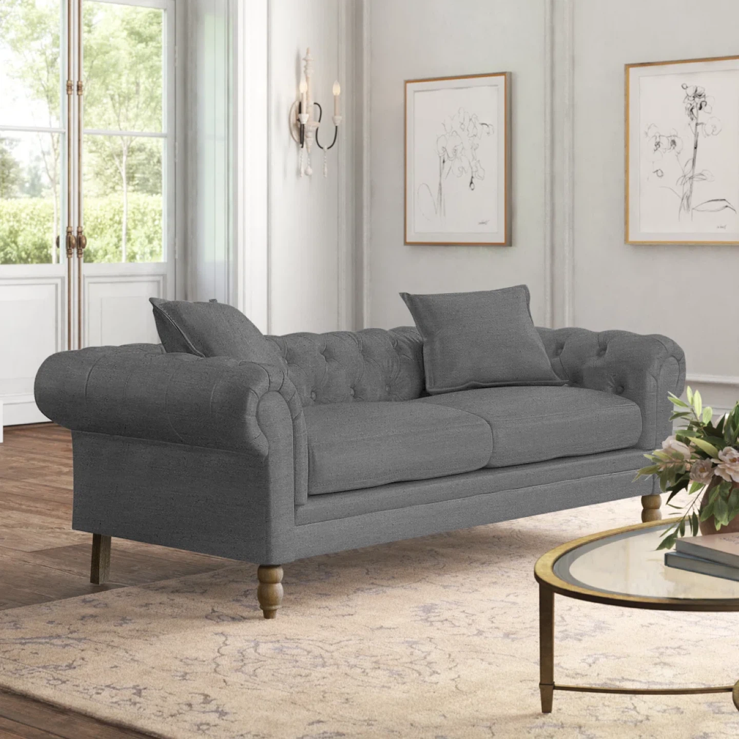 Grey Tufted Sofa