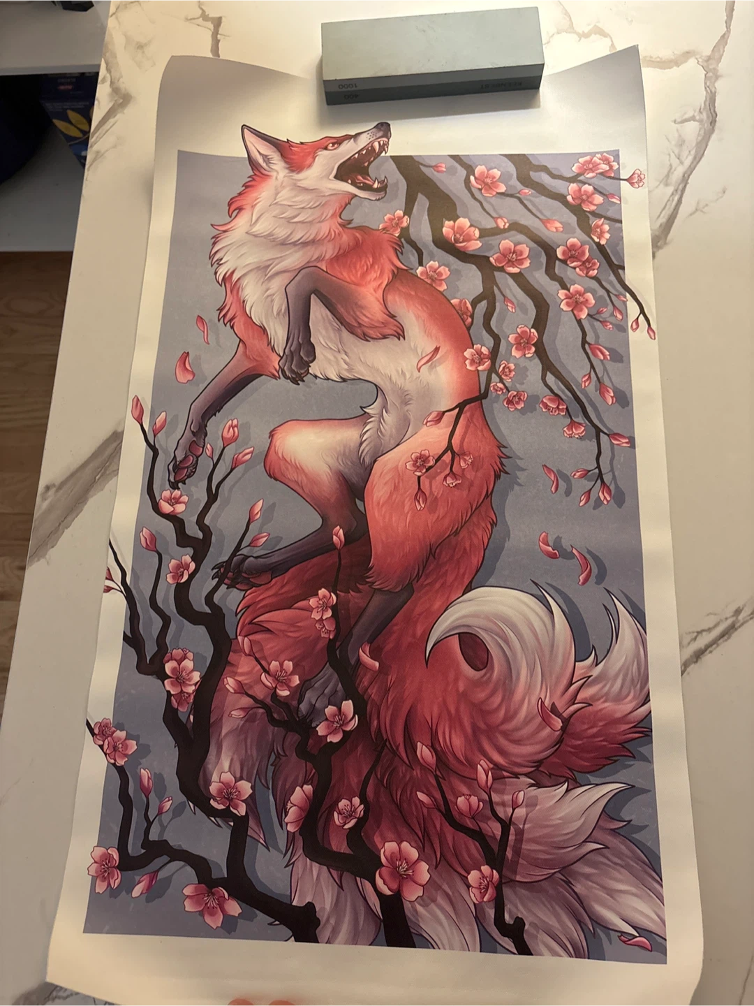 Fox and Cherry Blossom Art Print