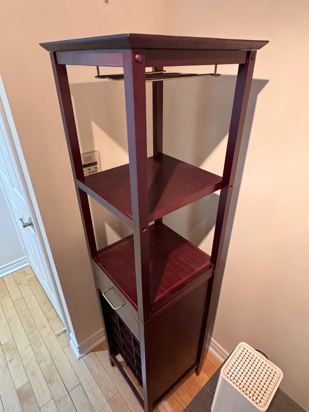 Wine Rack Storage Tower with Glass Holder & Drawer