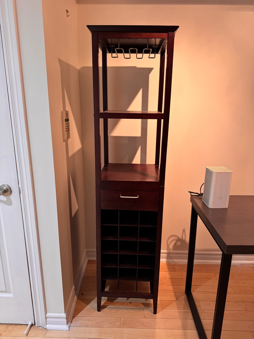 Wine Rack Storage Tower with Glass Holder & Drawer - photo 2