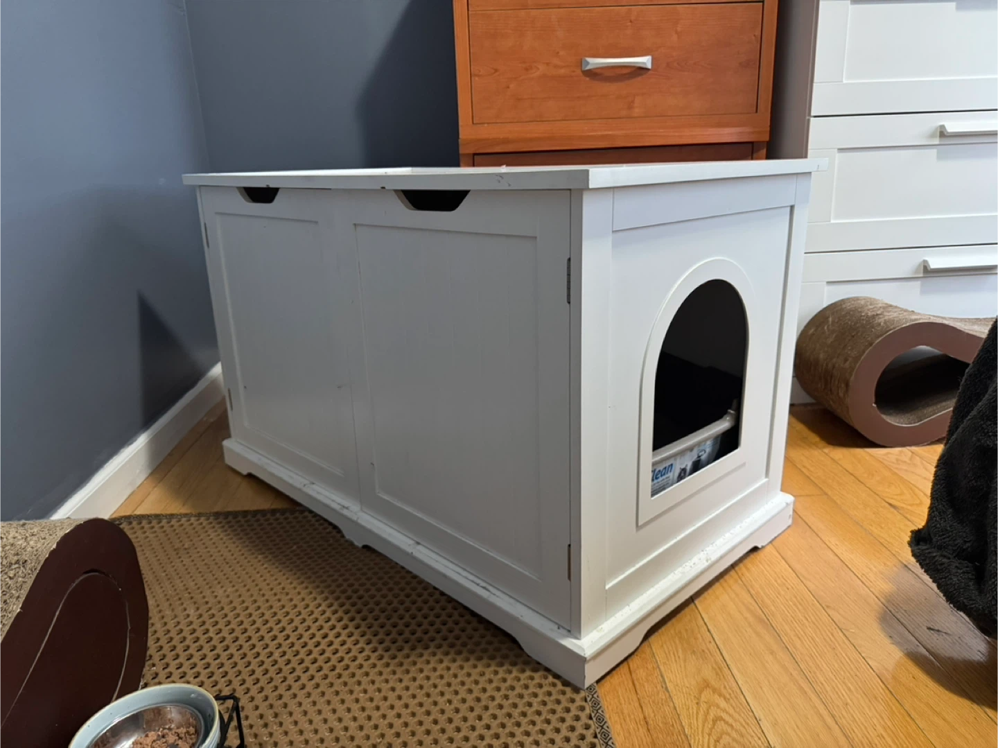 White Wooden Litter Box Enclosure