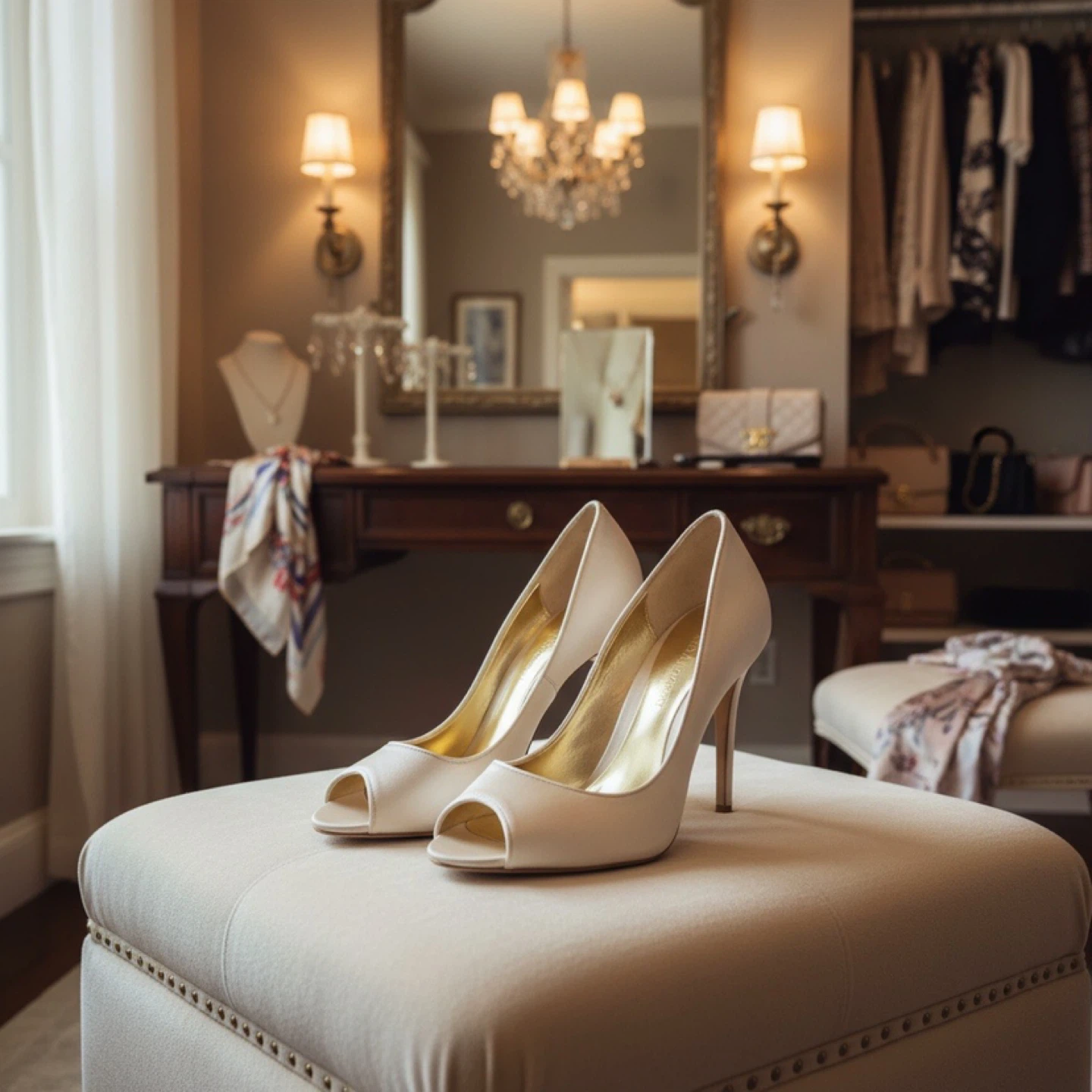 Enzo Angiolini White Peep-Toe Heels