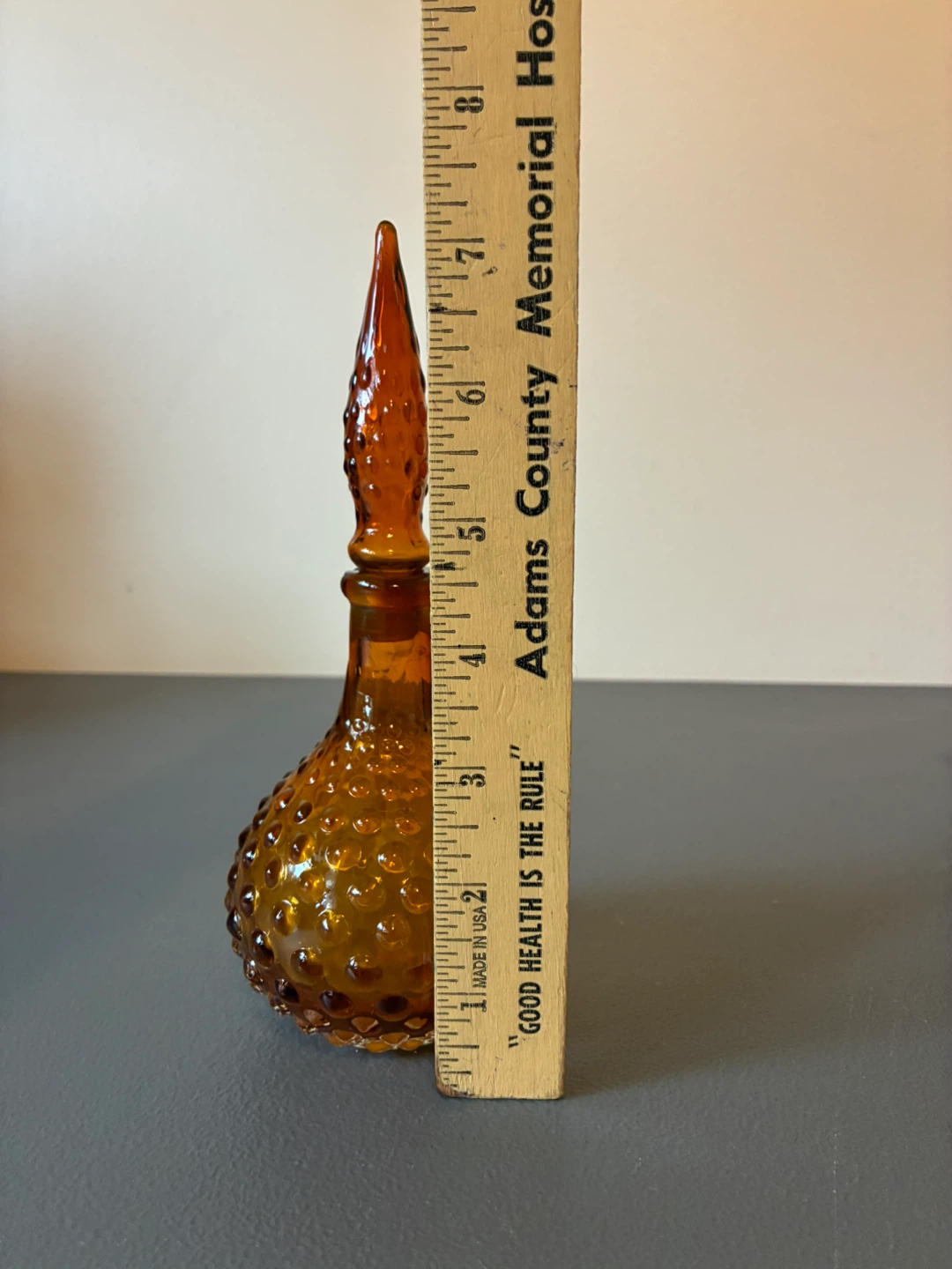 Vintage Amber Hobnail Glass Perfume Bottle - photo 4