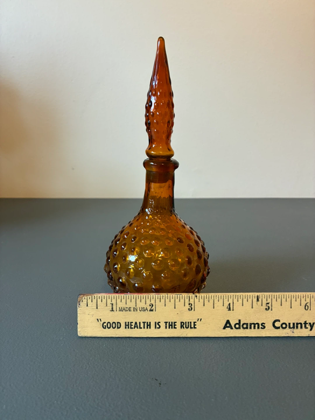 Vintage Amber Hobnail Glass Perfume Bottle - photo 5