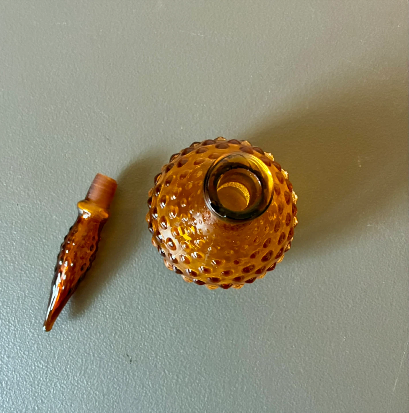Vintage Amber Hobnail Glass Perfume Bottle - photo 2