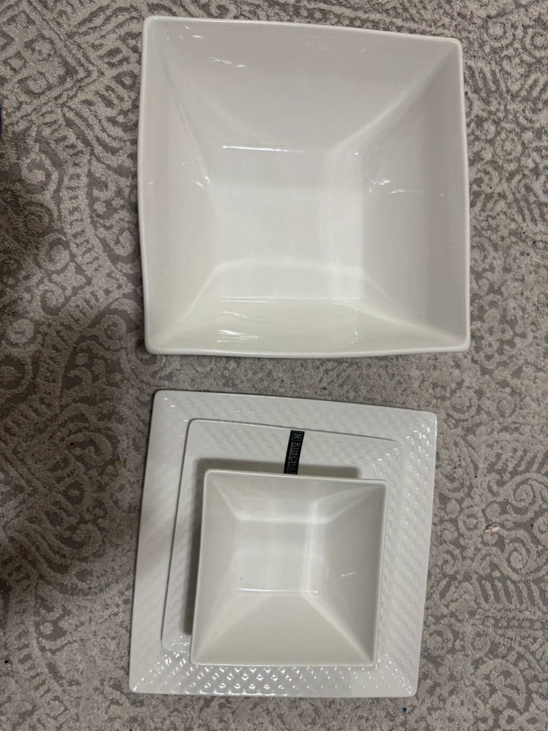 HomeSense White Square Serving Bowls and Plates Set - photo 3