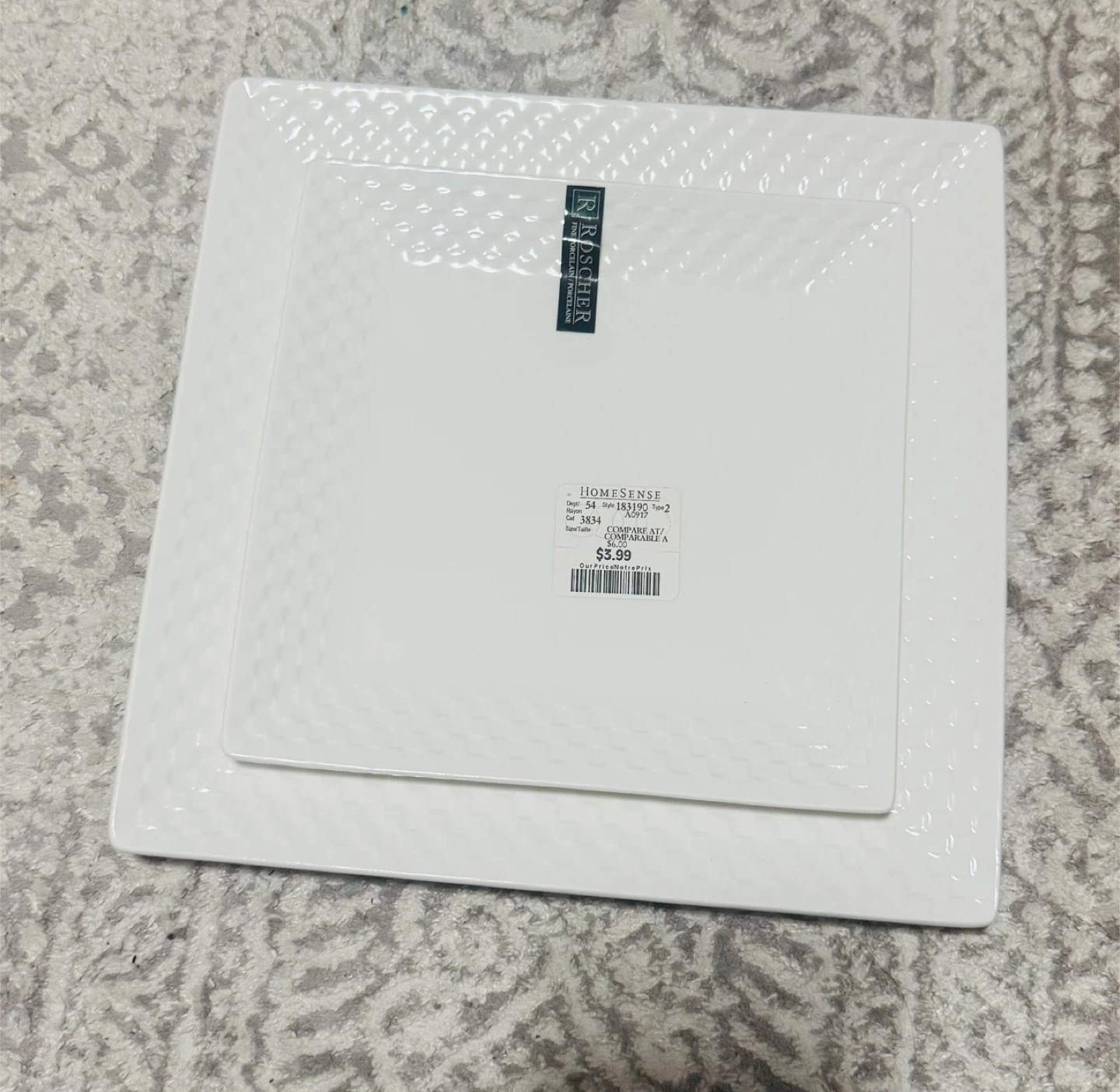 HomeSense White Square Serving Bowls and Plates Set - photo 4