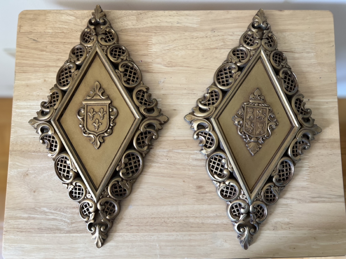 Vintage Decorative Wall Plaques Set (2) - 14” x 8” - photo 2