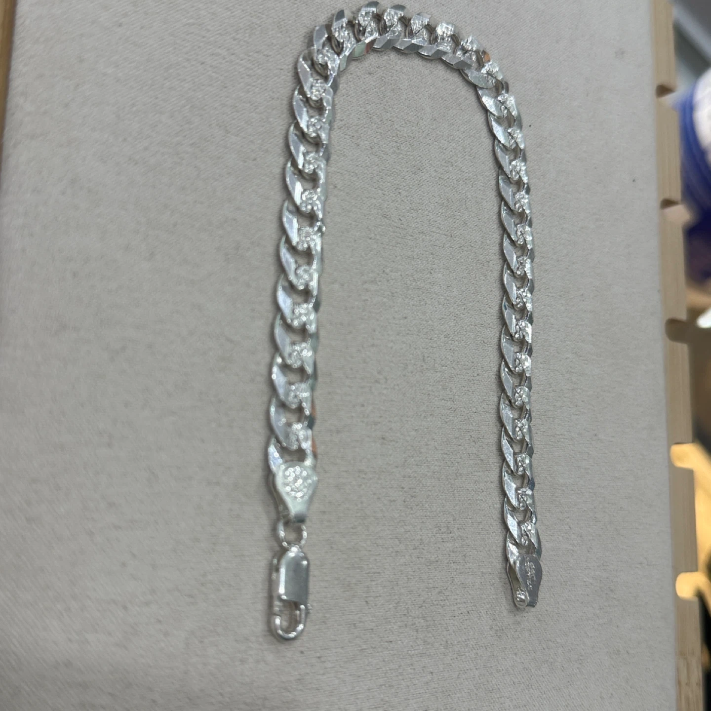 Men's Silver Curb Chain Bracelet - photo 4